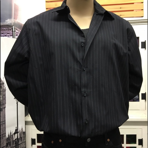 John Henry Shirts John Henry Black Pinstriped Button Down Shirt